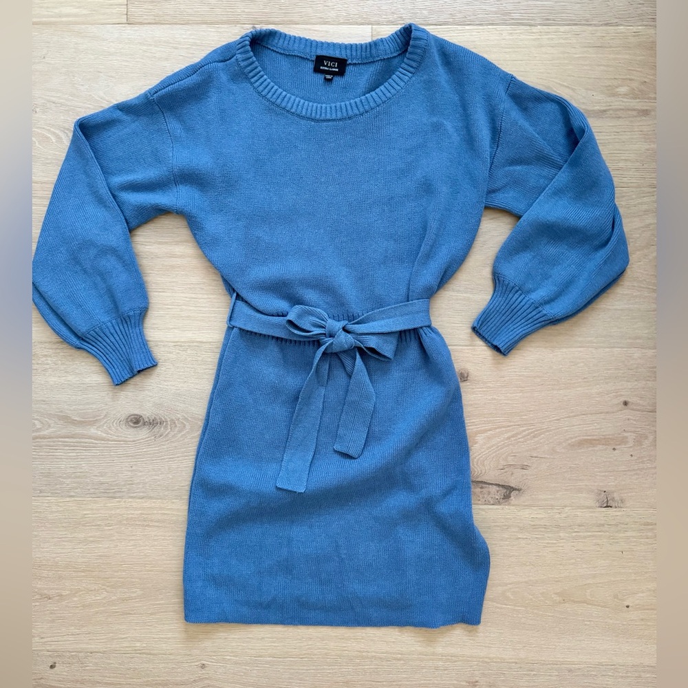 VICI Lorene Tie Waist Mini Sweater Dress - Picture 4 of 9